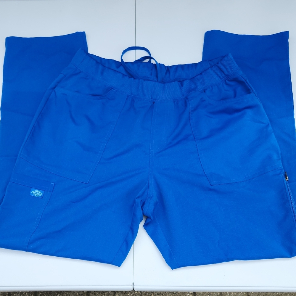 Dickies Royal Blue Cargo Scrub Pants, Sz Large